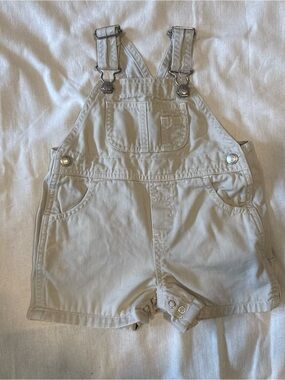Vintage GAP Cream Short Overalls size 6-12 months cotton